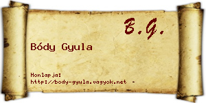 Bódy Gyula névjegykártya